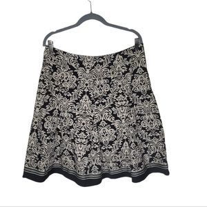 Amanda Lane Women's Floral Print Black/Tan Cotton Skirt Size 14